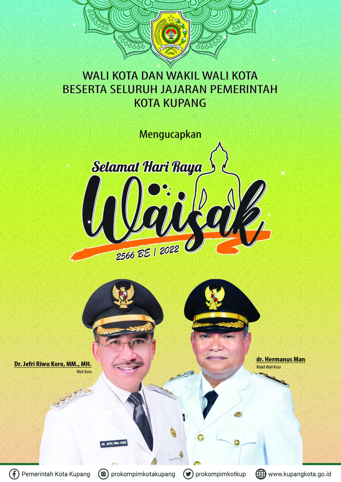 Peringati Hari Raya Waisak, Wali Kota Jeriko Ajak Pererat Kerukunan di Kota Kupang