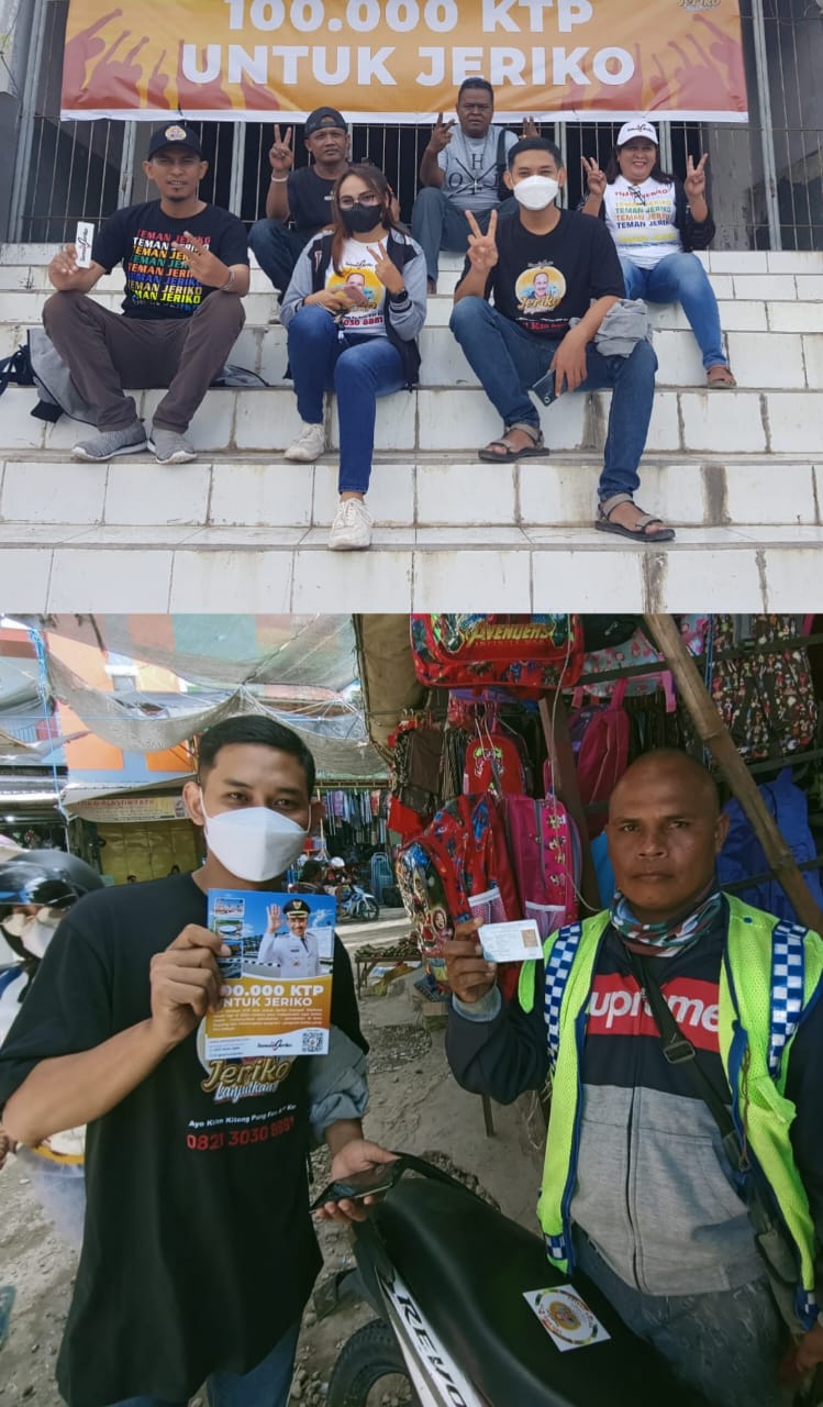 Pengunjung, Pedagang dan Tukang Parkir Pasar Kasih Sumbang KTP Dukung Jeriko Dua Periode