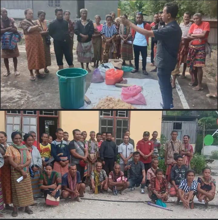 Pemerintah Desa Baus bersama Camat Boking Adakan Pembuatan Pakan Ternak