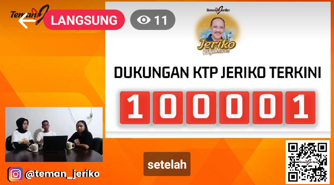 SAH!!! Dukungan KTP Untuk JERIKO CAPAI 100,000.-