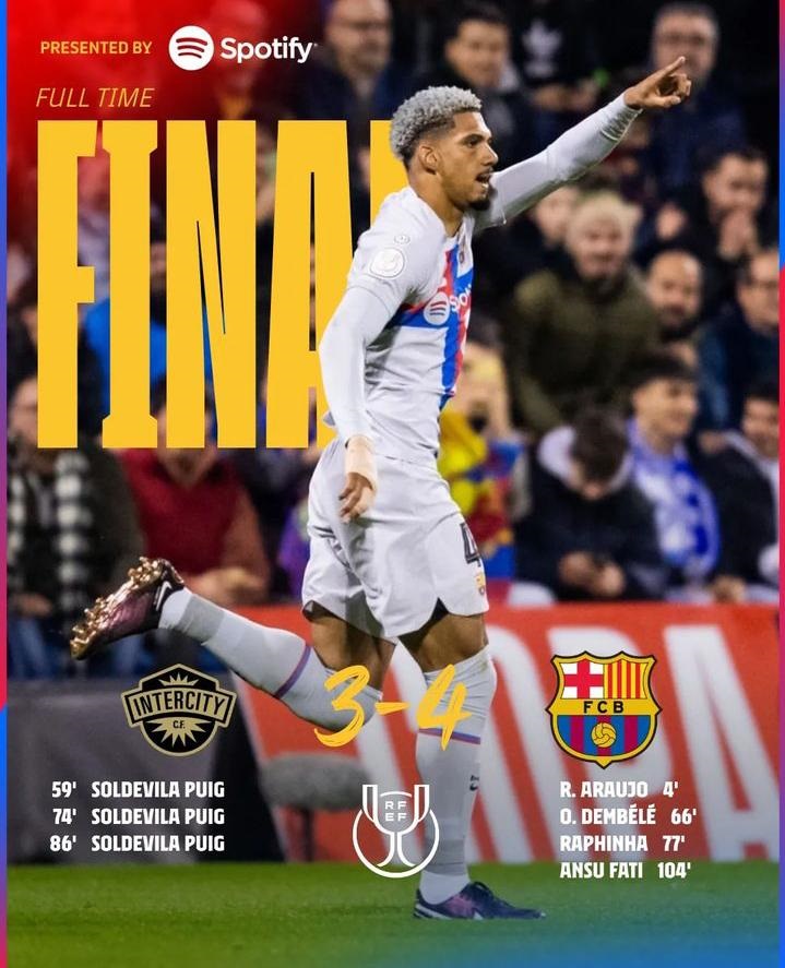 MENANG 4-3 Anak asuh Xavi Hernandez lolos ke babak 16 Besar Copa del Rey MENANG 4-3 Anak asuh Xavi Hernandez lolos ke babak 16 Besar Copa del Rey