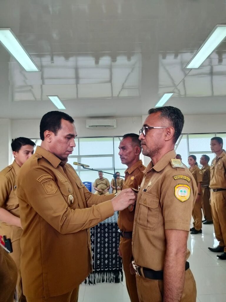 Bupati Sabu Raijua juga melakukan penyematan tanda jabatan kepada para Penjabat Kepala Desa yang baru dilantik