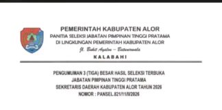Beredar Surat Pengumuman Hasil Seleksi Sekda Alor, 3 Besar Dipilih Berdasarkan Abjad, Apakah Ini Cara Yang Tepat?
